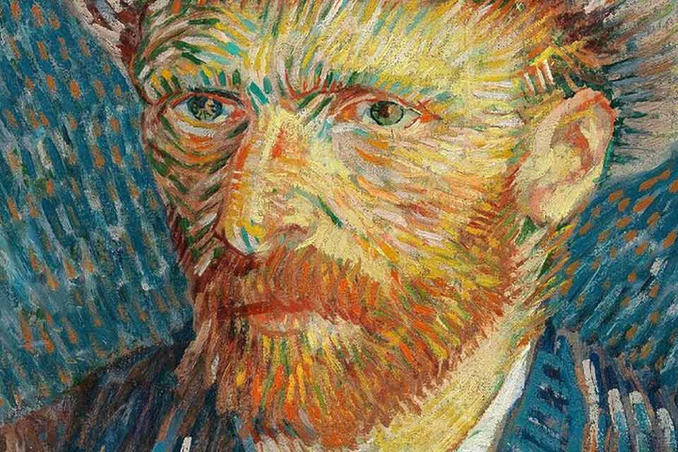 Primer plano de un autorretrato de Vincent William Van Gogh